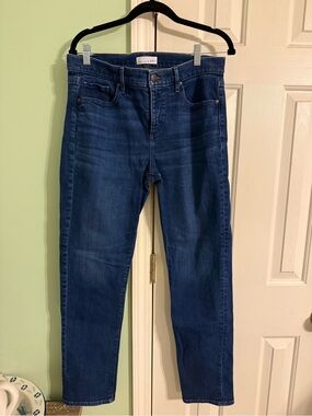 LOFT Dark Blue Denim Jeans with Contrast Stitching